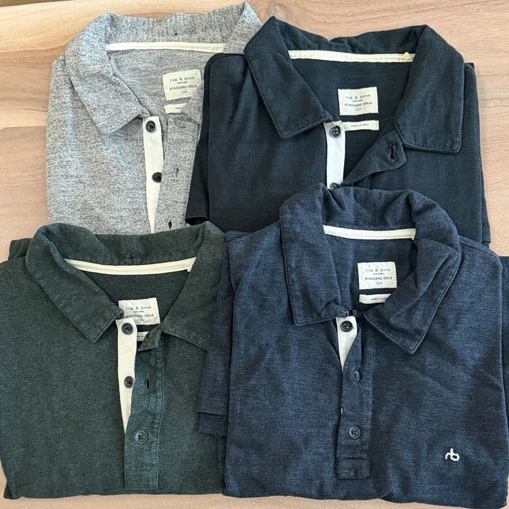 Sz L Rag & Bone Polo Shirt Set EUC